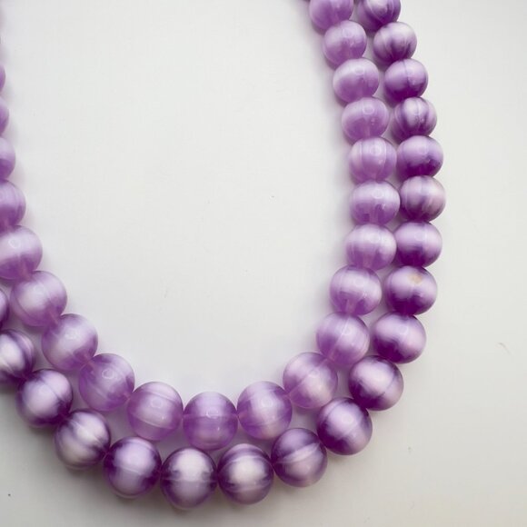 Vintage Mid Century Moonglow Bubble Beaded Necklace Purple - Picture 7 of 7